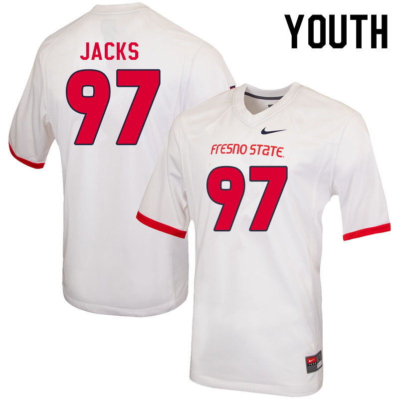 Youth #97 Jahzon Jacks Fresno State Bulldogs College Football Jerseys Sale-White - Click Image to Close
